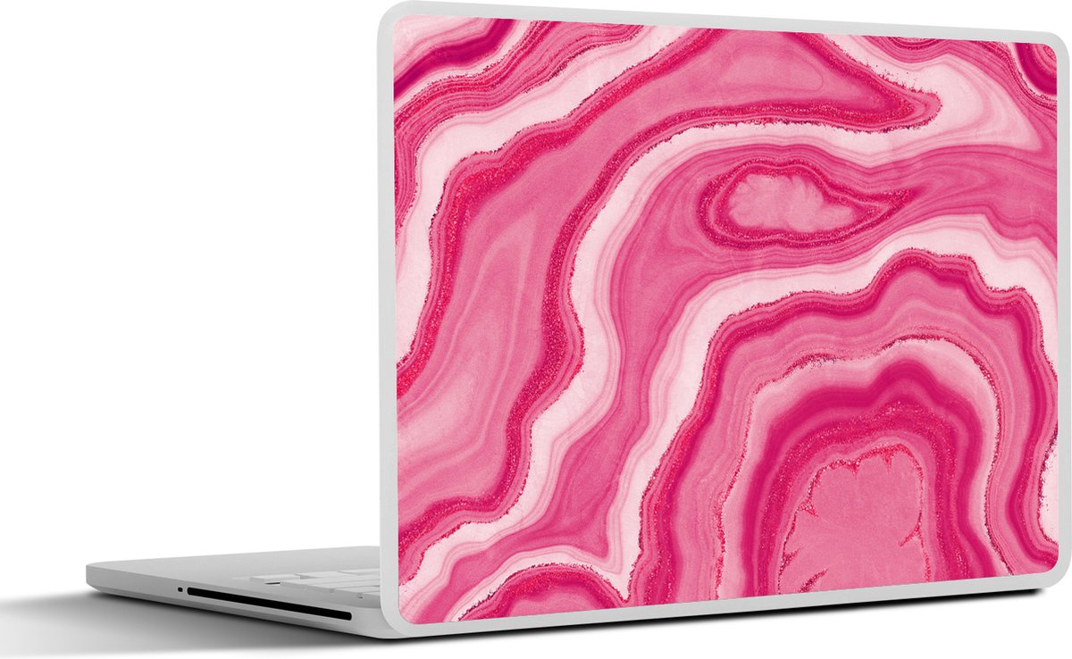 Laptop sticker - 17.3 inch - Roze - Geode - Agaat steen - Edelstenen - 40x30cm - Laptopstickers - Laptop skin - Cover
