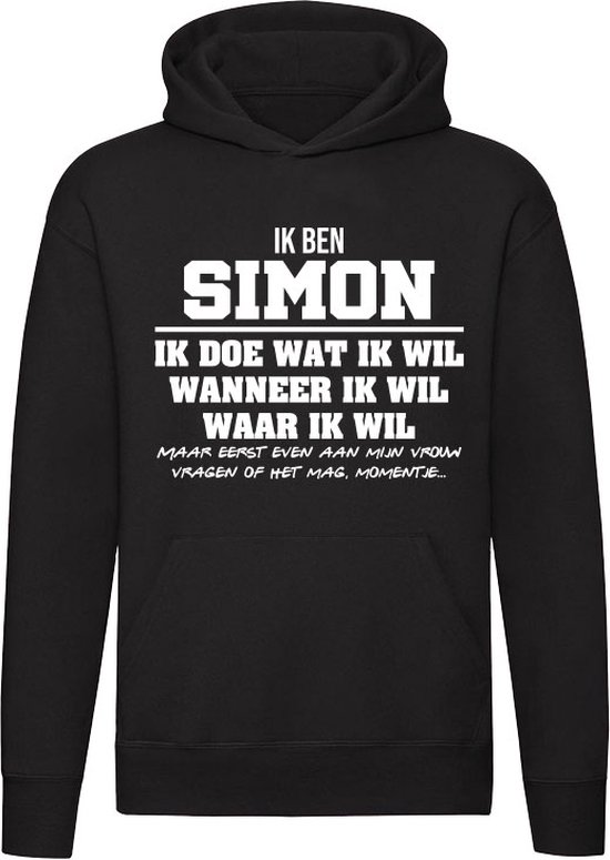 Simon | verjaardagkado | verjaardag kado | cadeau | grappig | jarig | Unisex | Trui | Sweater | Hoodie | Capuchon | Zwart
