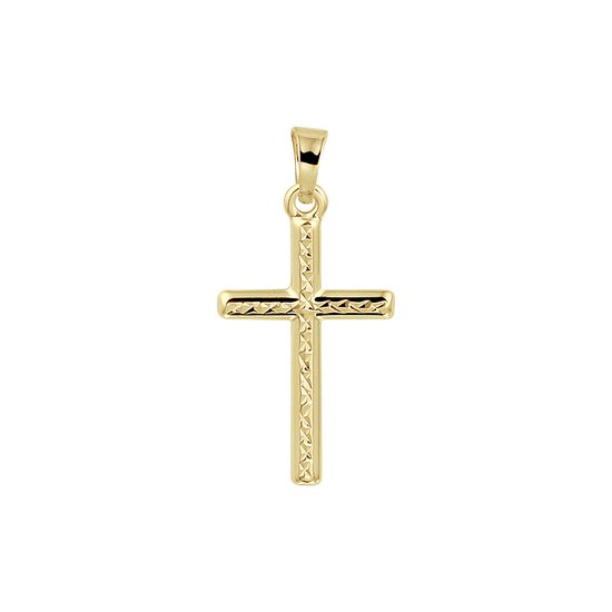 Magnifique collier en or jaune 14 carats avec pendentif croix