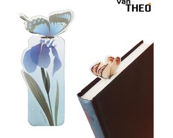 van Theo® Boekenlegger Vlinder & Bloem – Bladwijzer - Bookmark – Kaartje – Anemoon - Kleine Cadeautjes