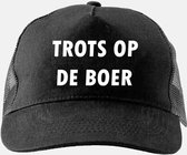 Trucker cap Trots op de boer - Pet - Baseball cap - Dames - Heren - No farmers no food - Polyester - zwart - wit