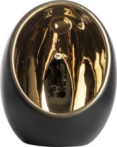 Gusta - Waxinelichthouder Ei - Goud Zwart - 11x12x14,5cm