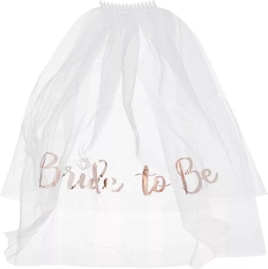 Bruidssluier Bride To Be 63cm - Vrijgezellenfeest Accessoire