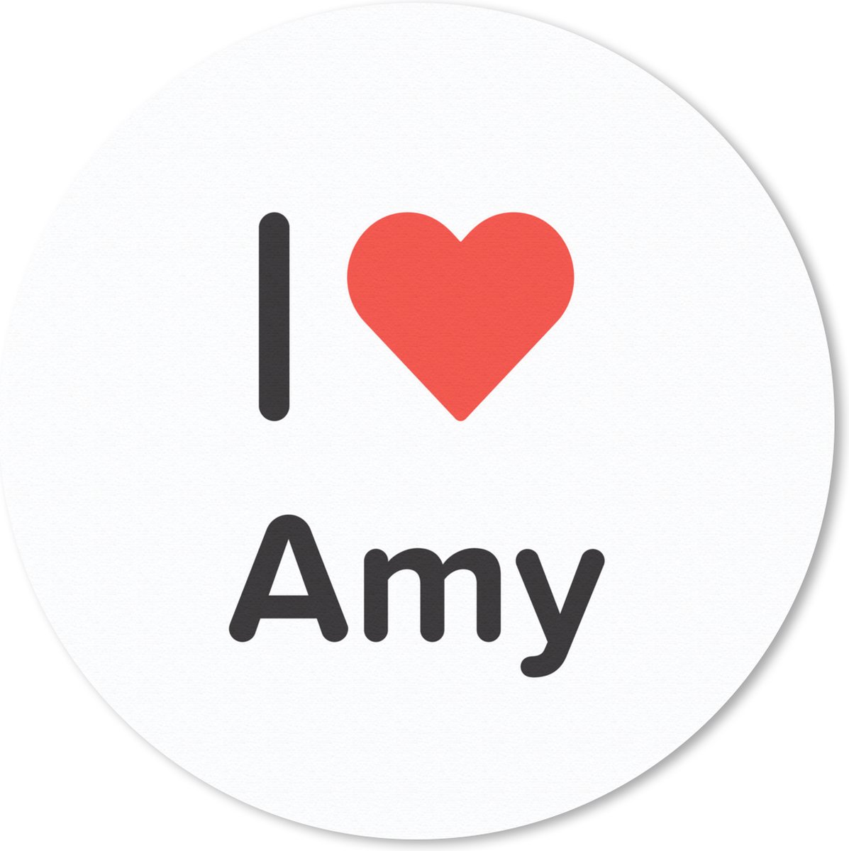 Muismat rond 50x50 cm - Mousepad I love - Amy - Meisje - Ronde muismatten