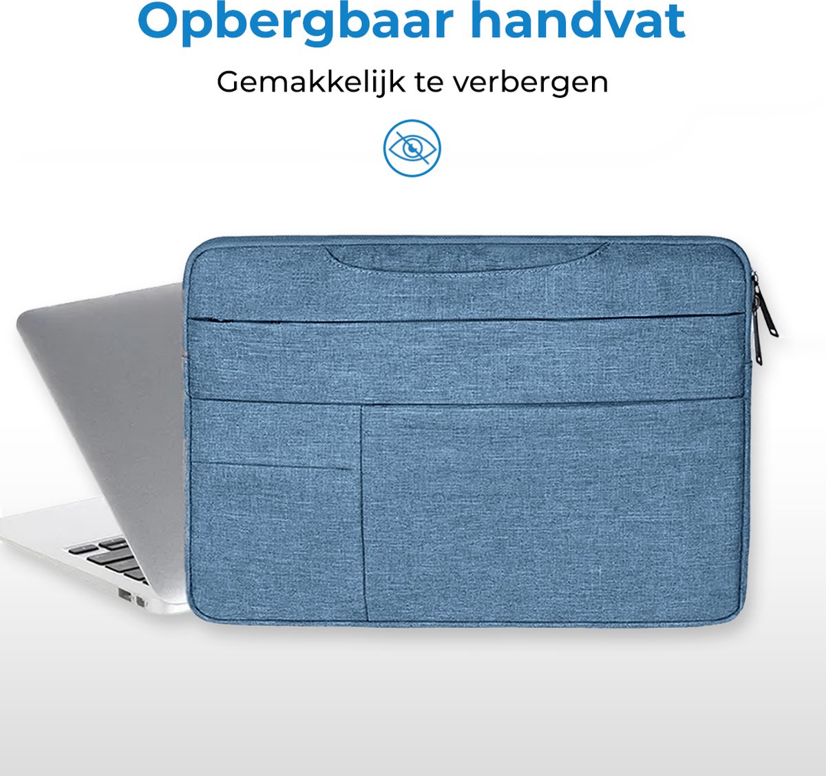 Laptoptas 15.6 inch - Spatwaterdichte Laptophoes & Laptop Sleeve met handvat  - Licht Blauw | bol