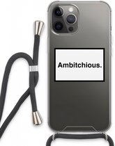 Case Company® - Hoesje met koord geschikt voor iPhone 13 Pro Max hoesje met Koord - Ambitchious - Telefoonhoesje met Zwart Koord - Extra Bescherming aan alle Kanten en Over de Schermrand