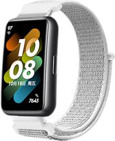 Nylon Smartwatch bandje - Geschikt voor Huawei band 7 nylon bandje - zeeschelp - Strap-it Horlogeband / Polsband / Armband - Huawei band 7