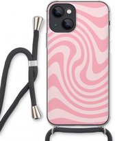 Case Company® - Hoesje met koord geschikt voor iPhone 13 mini hoesje met Koord - Swirl Roos - Telefoonhoesje met Zwart Koord - Extra Bescherming aan alle Kanten en Over de Schermrand