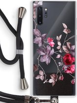 Case Company® - Hoesje met koord geschikt voor Samsung Galaxy Note 10 Plus hoesje met Koord - Mooie bloemen - Telefoonhoesje met Zwart Koord - Bescherming aan alle Kanten en Over de Schermrand
