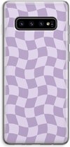 Case Company® - Hoesje geschikt voor Samsung Galaxy S10 Plus hoesje - Grid Paars - Soft Cover Telefoonhoesje - Bescherming aan alle Kanten en Schermrand