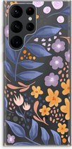 Case Company® - Hoesje geschikt voor Samsung Galaxy S22 Ultra hoesje - Flowers with blue leaves - Soft Cover Telefoonhoesje - Bescherming aan alle Kanten en Schermrand