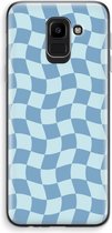 Case Company® - Hoesje geschikt voor Samsung Galaxy J6 (2018) hoesje - Grid Blauw - Soft Cover Telefoonhoesje - Bescherming aan alle Kanten en Schermrand