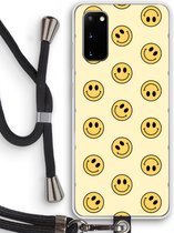 Case Company® - Hoesje met koord geschikt voor Samsung Galaxy S20 hoesje met Koord - Smiley N°2 - Telefoonhoesje met Zwart Koord - Bescherming aan alle Kanten en Over de Schermrand