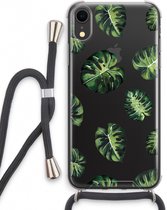 Case Company® - Hoesje met koord geschikt voor iPhone XR hoesje met Koord - Tropische bladeren - Telefoonhoesje met Zwart Koord - Extra Bescherming aan alle Kanten en Over de Schermrand