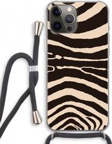 Case Company® - Hoesje met koord geschikt voor iPhone 12 Pro hoesje met Koord - Arizona Zebra - Telefoonhoesje met Zwart Koord - Extra Bescherming aan alle Kanten en Over de Schermrand