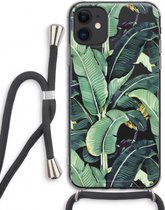 Case Company® - Hoesje met koord geschikt voor iPhone 11 hoesje met Koord - Bananenbladeren - Telefoonhoesje met Zwart Koord - Extra Bescherming aan alle Kanten en Over de Schermrand
