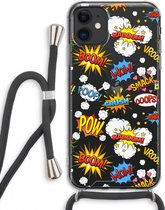 Case Company® - Hoesje met koord geschikt voor iPhone 11 hoesje met Koord - Pow Smack - Telefoonhoesje met Zwart Koord - Extra Bescherming aan alle Kanten en Over de Schermrand