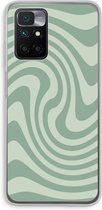 Case Company® - Hoesje geschikt voor Xiaomi Redmi 10 hoesje - Swirl Groen - Soft Cover Telefoonhoesje - Bescherming aan alle Kanten en Schermrand