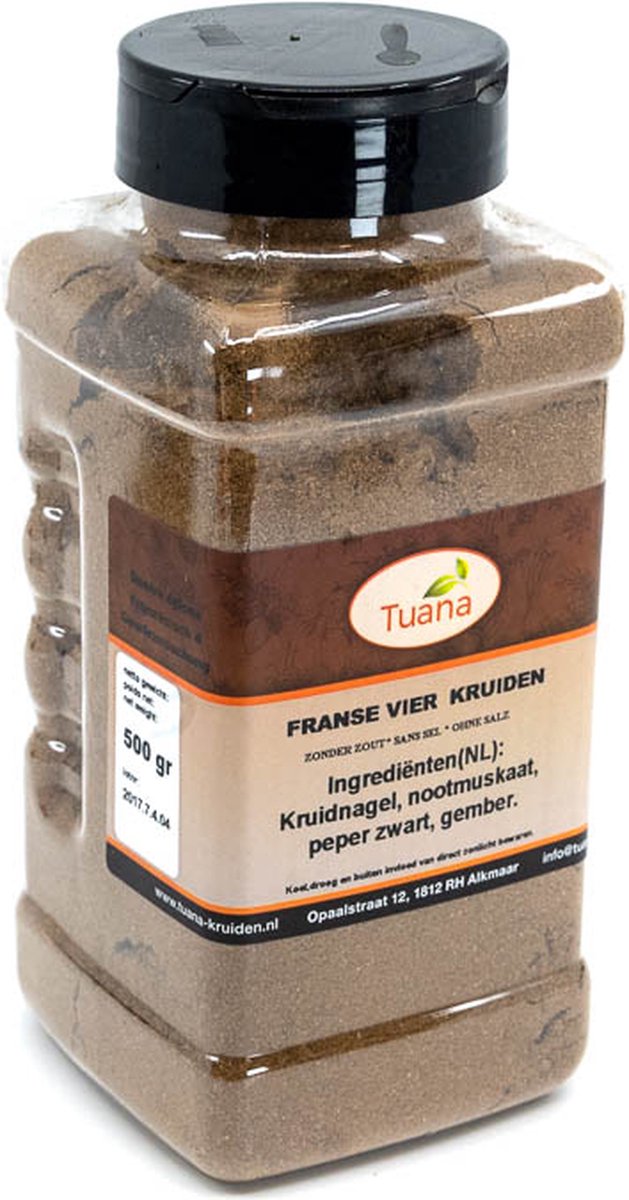 Goedkoopste Tuana Kruiden - Franse Vier Kruiden - Strooibus 500 Gram - Kruiden Zonder Zout - NP029