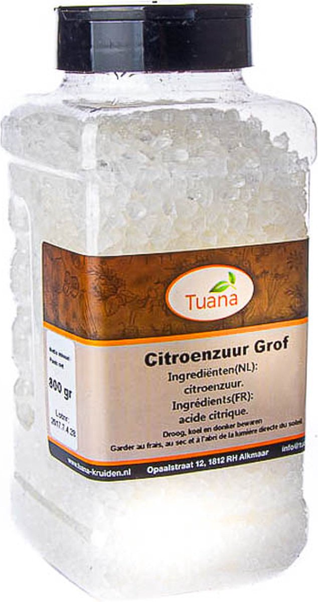 Goedkoopste Tuana Kruiden - Citroenzuur Grof - Strooibus 800 Gram - NP019