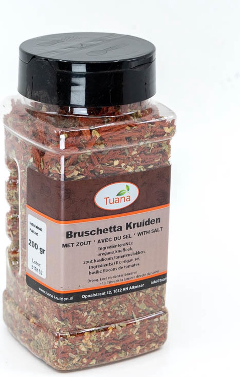 Goedkoopste Tuana Kruiden - Bruschetta Kruiden - Strooibus 120 Gram - Kruiden Zonder Zout - MP-B-0019