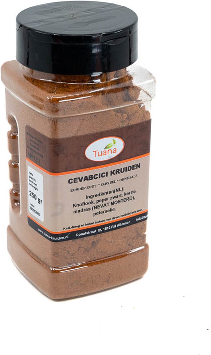 Goedkoopste Tuana Kruiden - Cevapcici Kebab Kruiden - Strooibus 130'gram - Kruiden Zonder Zout - MP-C-0006
