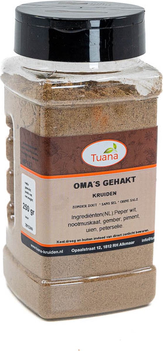 Goedkoopste Tuana Kruiden - Oma's Gehakt Kruiden - Strooibus 150 Gram - Kruiden Zonder Zout - MP-O-0001
