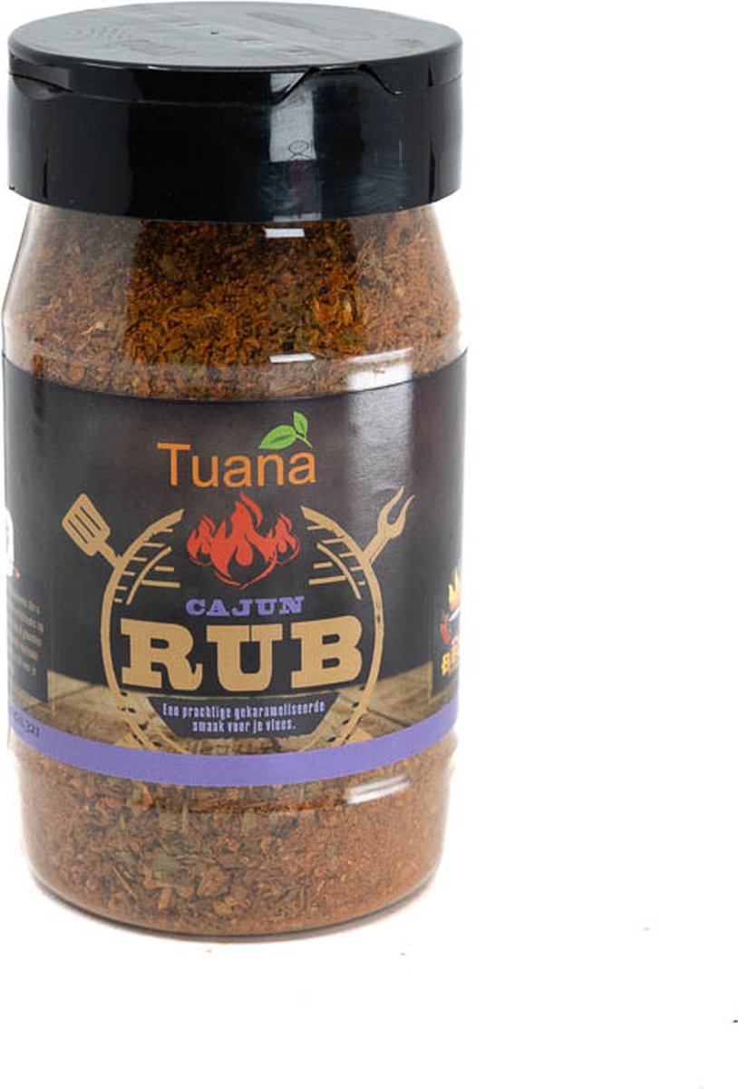 Goedkoopste Tuana Kruiden - Cajun Rub 160 Gram - Kruiden Zonder Zout - RUB10