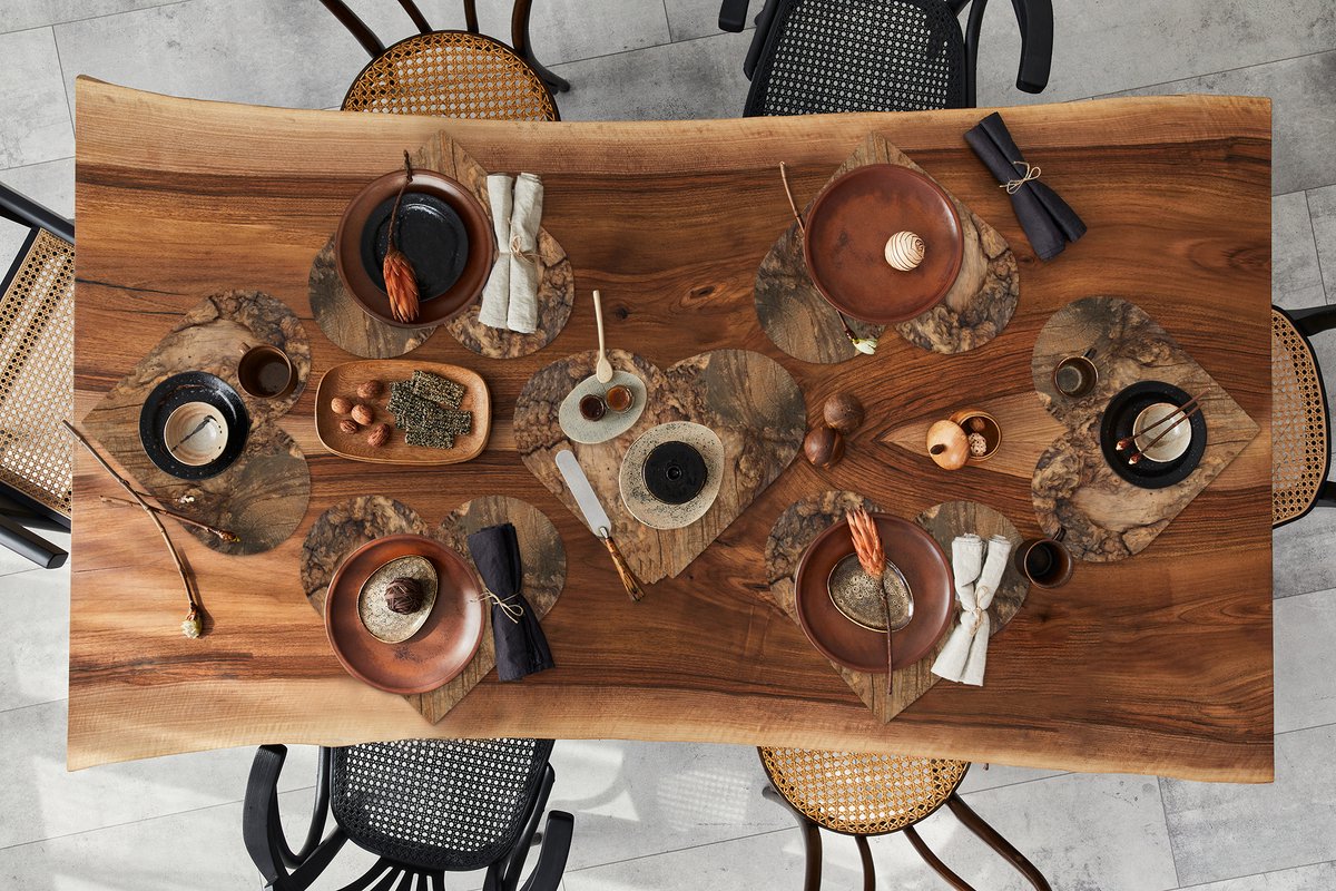 Onderleggers - Placemats - Placemats hartje - Structuur - Boomstam - Natuur - 10 stuks