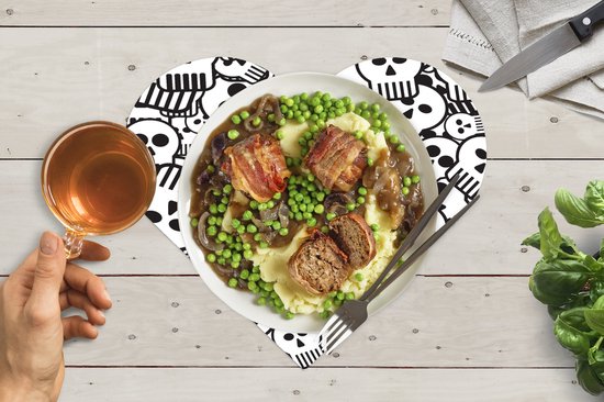 Sets de table - Napperons de table - Napperons coeur - Crâne - Motifs - Punk - Dessin animé - 8 pièces