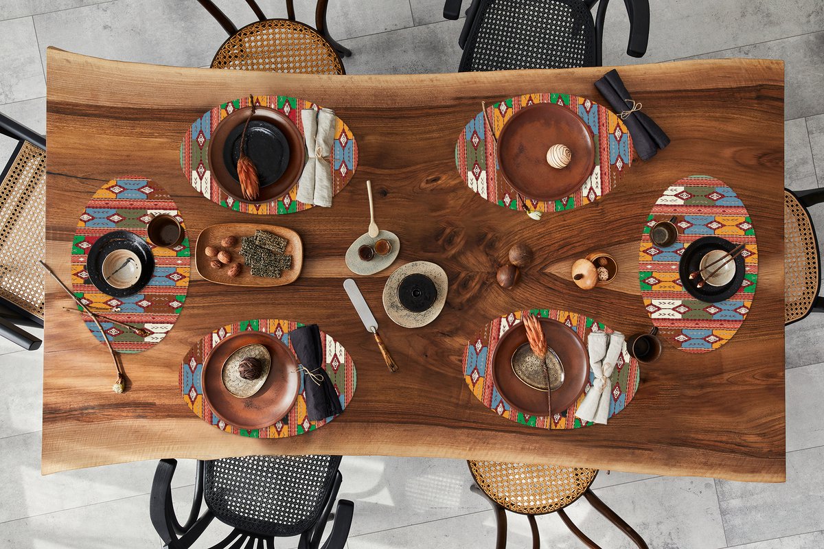 Placemats ovaal - Onderleggers - Ovale placemats - Geometrie- Patronen - Zuid-Amerika - 6 stuks