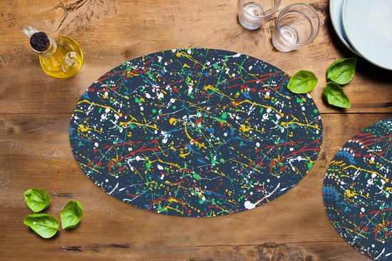 Napperons ovales - Sous-verres - Sets de table ovales - Motif - Peinture - Éclaboussures - 6 pièces