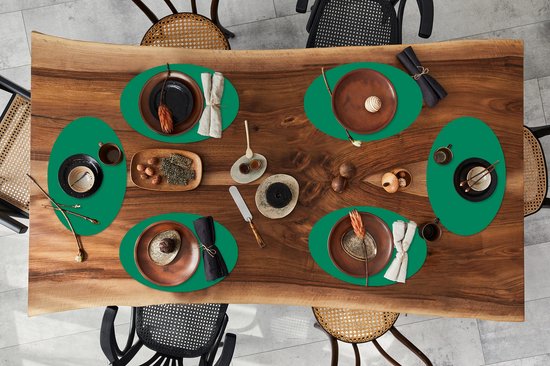 Napperons de table ovales - Dessous de verre - Sets de table ovales - Vert - Forêt - Intérieur - 6 pièces