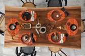 Placemats ovaal - Onderleggers - Ovale placemats - Mandala - Patroon - Vintage - Oranje - Rood - 6 stuks
