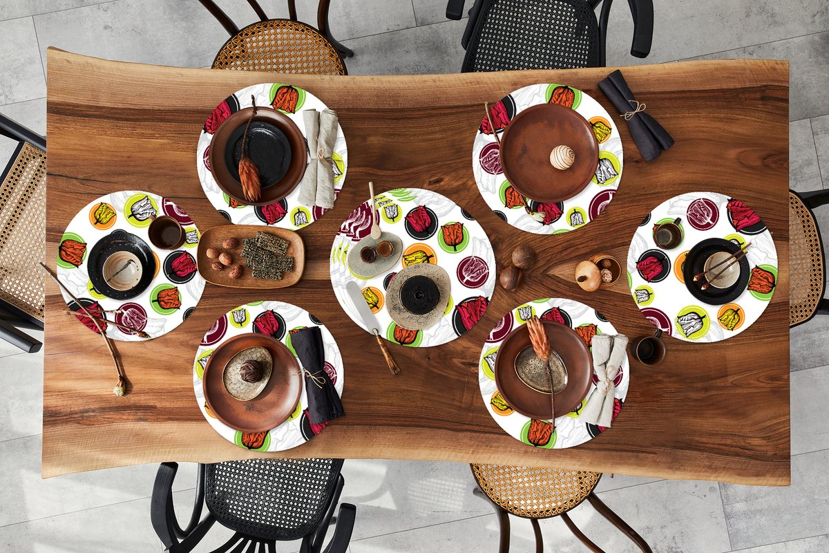Ronde placemats - Onderlegger - Placemats rond - Tulp - Bloemen - Patronen - 10 stuks