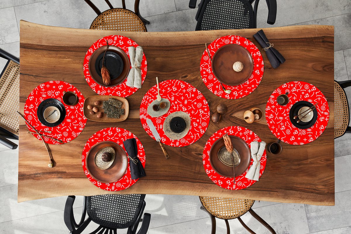 Ronde placemats - Onderlegger - Placemats rond - Wiskunde - Nummers - Cijfers - Patronen - 10 stuks