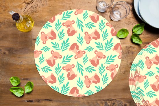 Sets de table ronds - Dessous de verre - Napperons de table ronds - Jungle - Motifs - Koala - Animal - 10 pièces