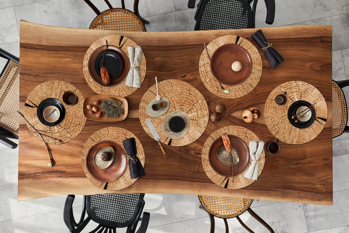 Ronde placemats - Onderlegger - Placemats rond - Boomstronk - Jaarring - Structuur - Boom - 10 stuks