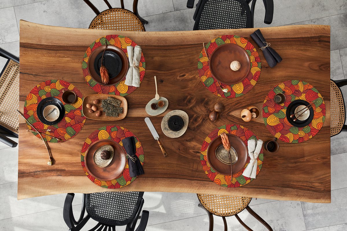 Ronde placemats - Onderlegger - Placemats rond - Abstract - Boho - Patronen - Herfst - 6 stuks