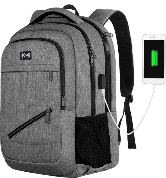 Sac à Dos Ordinateur 15,6" Résistant à L'eau - Motif Crâne | Port USB, Prise Casque | Pour Voyage, école, Travail - 8