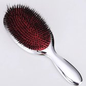 Haarborstel- Boar & Nylon Brush - Anti Klit - Varkenshaar - Zwijnenhaar - Massage borstel - Zilver
