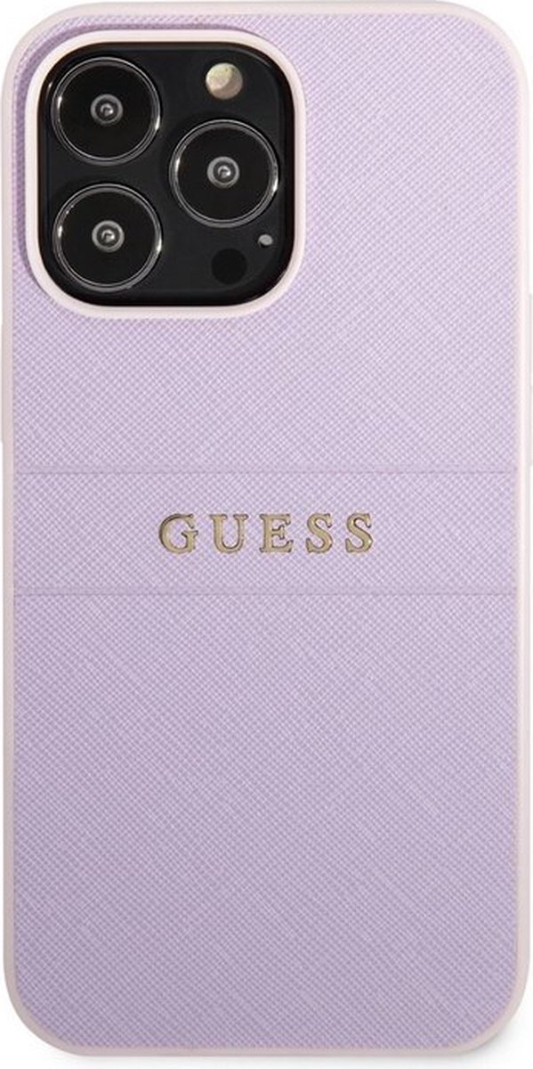 Guess Saffiano Back Case - Geschikt voor Apple iPhone 13 Pro (6.1") - Paars
