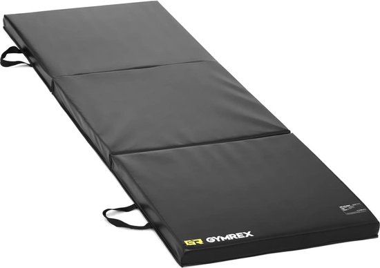 Gymrex Fitness Mat - Extra Dikke Gymnastiekmat Van 5 cm - 180 x 60 x 5 cm - Opvouwbaar- Zwart