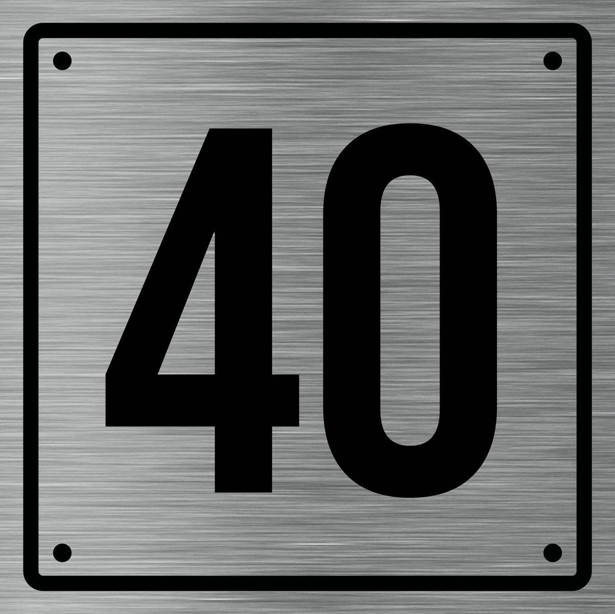 Huisnummerbord 40 - Incl. Schroeven en Pluggen – Acrylaat - 10 x 10 cm - RVS met Zwart