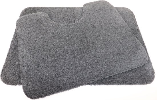 Tapis WC 50x60 et tapis salle de bain 50x70 Soft gris foncé