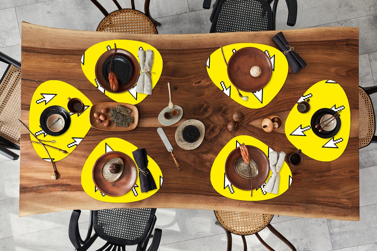 Placemat organisch - Placemats organic - Onderleggers - Muis - Patronen - Computer - 6 stuks