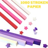 Winkrs - 1080 stroken papier Origami voor het vouwen van sterren, 7 kleuren - 2 pakjes 540 stroken - paars, roze en rood