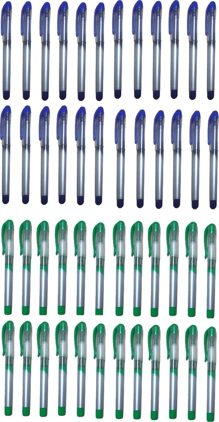 Voordeel 48 stuks roller pen fineliner schrijfdikte 0,5 mm. Fineliners. Kleur blauw en groen.