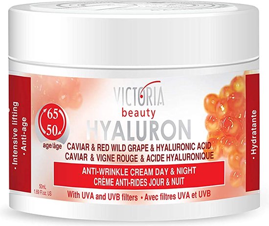 Foto: Victoria beauty hyaluron gezichtscreme 50 ml met caviar en rode wilde druif 50 65 jaar