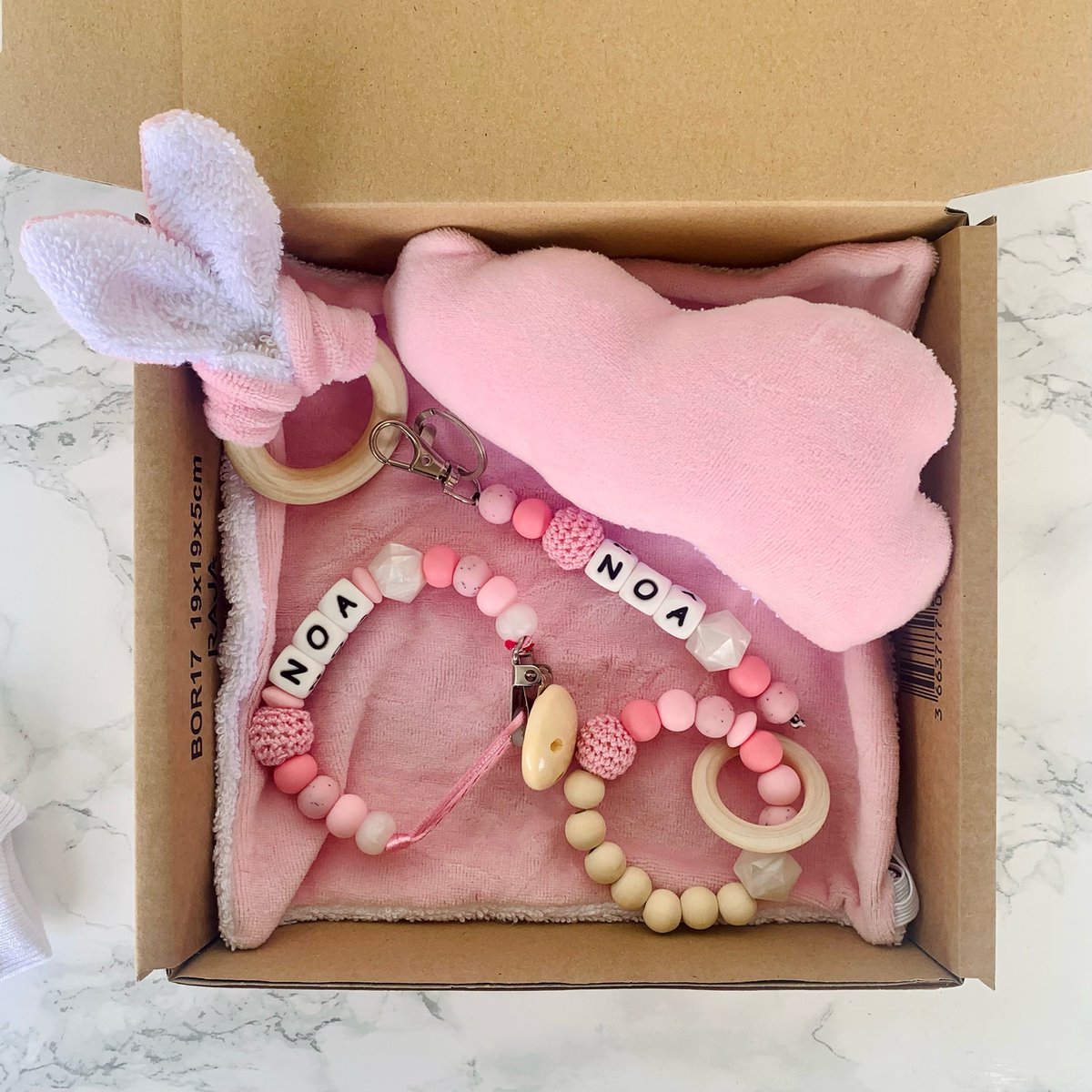 Goedkoopste Giftset babypakket - roze - gepersonaliseerd - verschillende maten